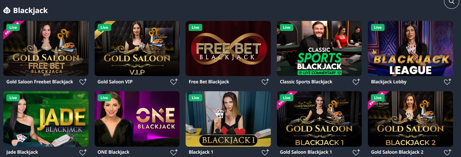 A screenshot displaying various live online blackjack game options at Buran Casino. The titles include "Gold Saloon Freebet Blackjack," "Gold Saloon VIP," "Free Bet Blackjack," "Classic Sports Blackjack," "Blackjack Lobby," "Jade Blackjack," and multiple "Gold Saloon Blackjack" variants. Each game option features a host and is labeled "Live." Unlock wealth with every hand!