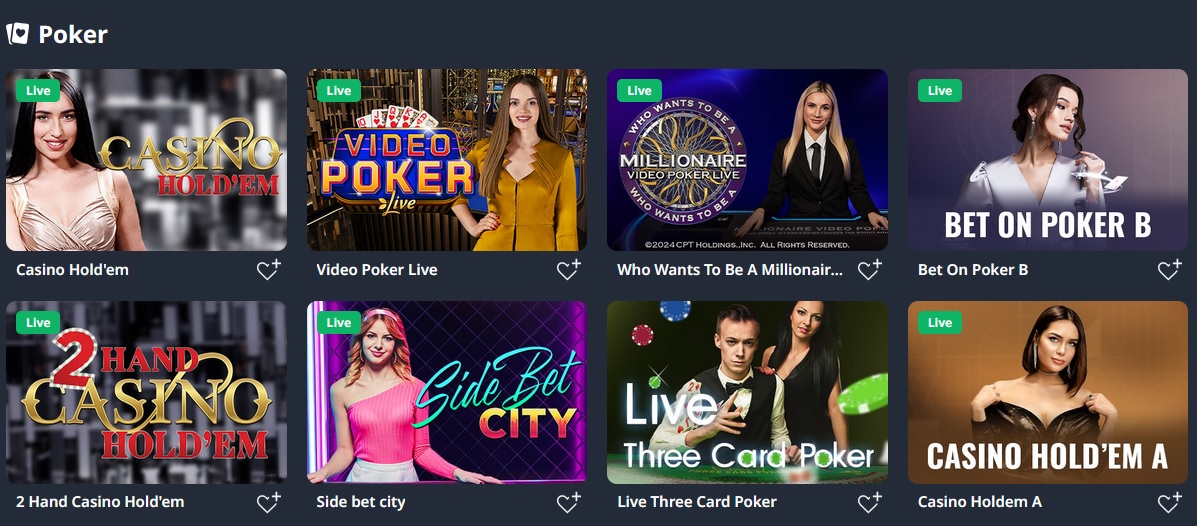 A digital interface displaying various live poker game options at Buran Casino, such as Casino Hold'em, Video Poker Live, Who Wants To Be A Millionaire: Video Poker, Bet on Poker B, 2 Hand Casino Hold'em, Side Bet City, Live Three Card Poker, and Casino Hold'em A. Enjoy up to 200 spins and bonuses!