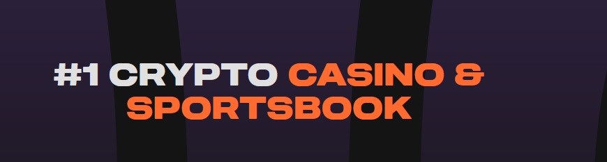 Text saying "#1 Cloudbet Casino & Sportsbook" in bold, uppercase letters on a dark background. "Bitcoin Casino" is in white, and "& Sportsbook" is in orange.